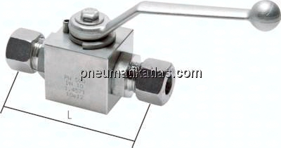 Edelstahl-Hochdruck-Kugelhähne mit Schneidringanschluss ISO 8434-1, bis 500 bar