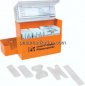 Preview: Pflasterspender aus ABS-Kunststoff, 160 x 122 x 57 mm, orange, mit transparenter Abdeckung und Wandh
