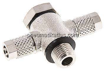 Preview: T-Verschraubung G 1/8"-5x3mm, Messing vernickelt, Hohlschraube