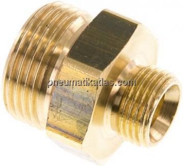 Doppelnippel G 1"-G 1/2", Messing/Rotguss