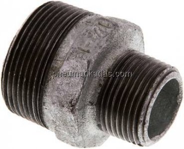 Doppelnippel R 1-1/2"-R 1", Temperguss verzinkt