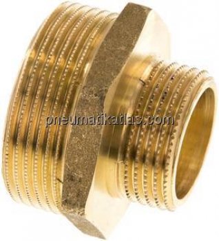 Doppelnippel G 1-1/2"-G 1", Messing/Rotguss