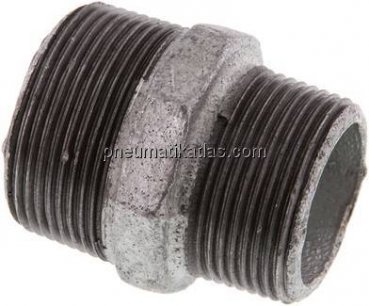 Doppelnippel R 1-1/2"-R 1-1/4", Temperguss verzinkt