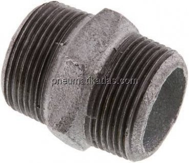 Doppelnippel R 1-1/4"-R 1-1/4", Temperguss verzinkt