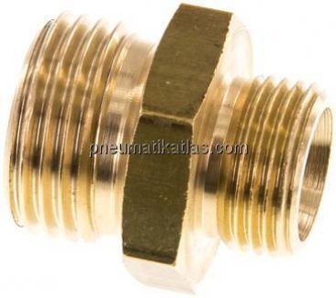 Doppelnippel G 1/2"-G 3/8", Messing/Rotguss