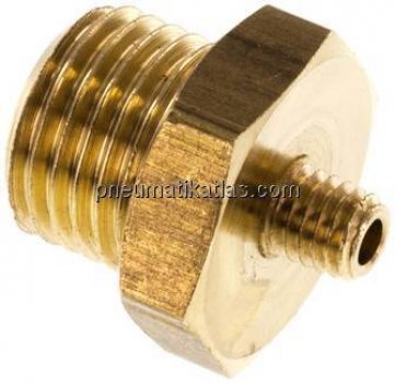 Doppelnippel G 1/4"-M 5, Messing/Rotguss