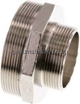 Doppelnippel G 3"-G 2", Messing vernickelt