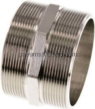 Doppelnippel G 3"-G 3", Messing vernickelt