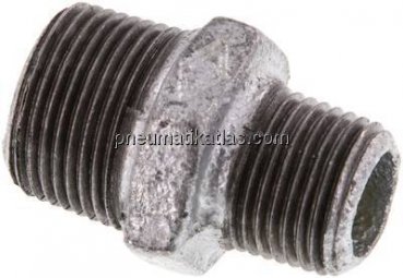 Doppelnippel R 3/4"-R 1/2", Temperguss verzinkt