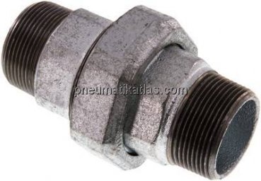 Doppelnippel trennbar R 1-1/2"-R 1-1/2", Temperguss verzinkt