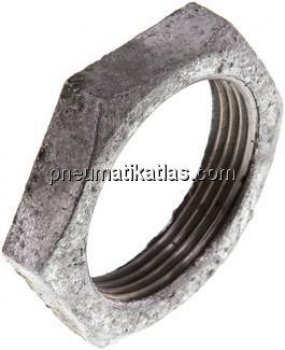 Gegenmutter Rp 1-1/2", Temperguss verzinkt