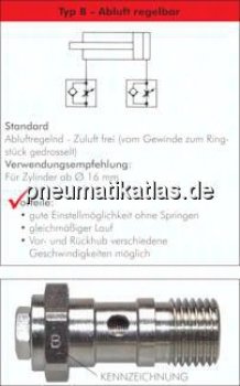 Drosselhohlschraube G 1/2", abluftregelnd (B), Schlitzschraube (mit Schraubendreher einstellbar)