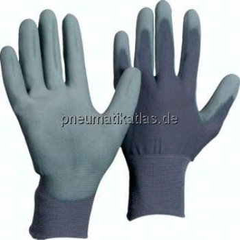 Feinstrick Handschuh mit PU-Teilbeschichtung, fusselfrei, grau