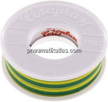 Coroplast-Elektroisolierband, VDE, 15mm/10mtr., grün-gelb