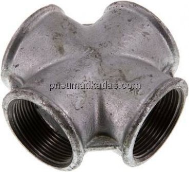 Kreuzstück Rp 1-1/2" (IG), Temperguss verzinkt