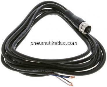 Kabel mit M12-Kupplung, 3 m, gerade, 4-adrig belegt (PIN 1 bis PIN 4)