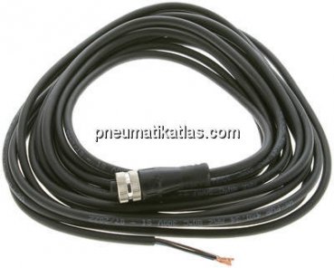 Kabel mit M12-Kupplung, 5 m, gerade, 4-adrig belegt (PIN 1 bis PIN 4)