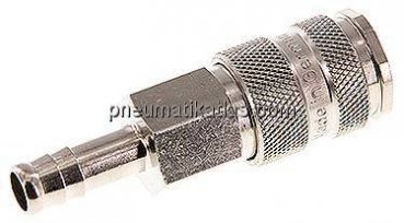 Kupplungsdose (NW7,2) 9 (3/8")mm Schlauch, Stahl gehärtet, vernickelt / Messing vernickelt