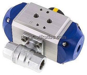 Pneumat. Messing-Kugelhahn, Rp 3/8", Feder-schließend, FKM-Dichtung