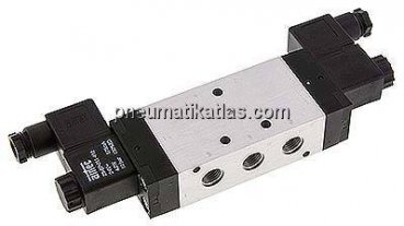 5/3-Wege Magnetventil, G 1/4", Mittelstellung geschlossen, 12 V=