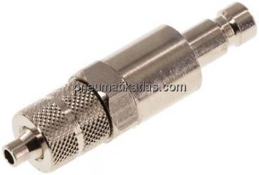 Kupplungsstecker (NW2,7) 4,3x3mm Schlauch, Messing vernickelt