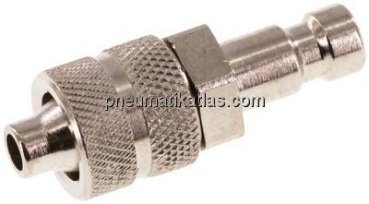 Kupplungsstecker (NW2,7) 6x4mm Schlauch, Messing vernickelt