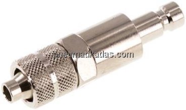 Kupplungsstecker (NW2,7) 6x4mm Schlauch, Messing vernickelt