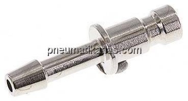 Kupplungsstecker (NW2,7) 3mm Schlauch, Messing vernickelt