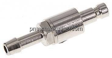 Kupplungsstecker (NW2,7) 4mm Schlauch, Messing vernickelt