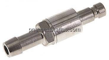 Kupplungsstecker (NW2,7) 5mm Schlauch, Messing vernickelt