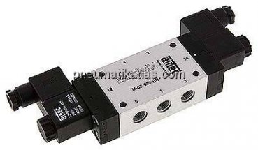 5/3-Wege Magnetventil, G 1/4", Mittelstellung geschlossen, 12 V=