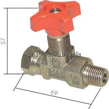 Manometer-Absperrventil R 1/4"(AG)-G 1/4" (ÜWM, flachdichtend)