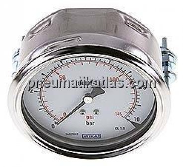 Einbaumanometer, 3-kant-Frontring, 100mm, 0 - 10 bar