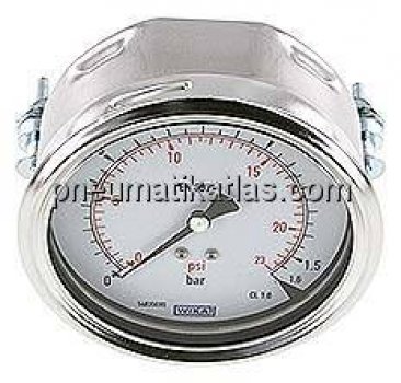 Einbaumanometer, 3-kant-Frontring, 100mm, 0 - 1,6 bar