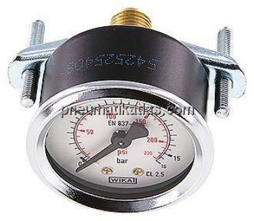 Einbaumanometer, 3-kant-Frontring, 50mm, 0 - 16 bar
