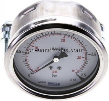 Einbaumanometer, 3-kant-Frontring, 100mm, 0 - 2,5 bar