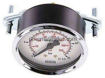 Einbaumanometer, 3-kant-Frontring, 63mm, 0 - 25 bar