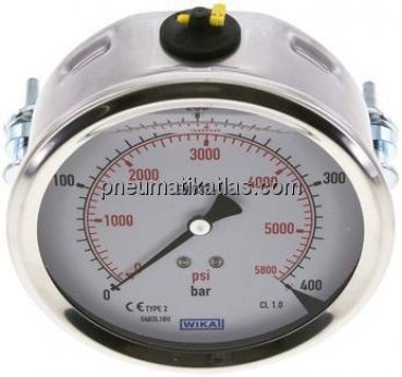 Glycerin-Einbaumanometer, 3kt-Frontring, 100mm, 0 - 400 bar