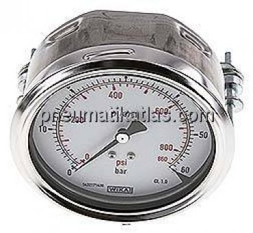 Einbaumanometer, 3-kant-Frontring, 100mm, 0 - 60 bar