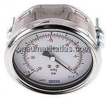 Einbaumanometer, 3-kant-Frontring, 100mm, -1 bis 0 bar