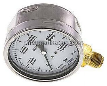 Manometer senkrecht (CrNi/Ms), 100mm, 0 - 1000 bar
