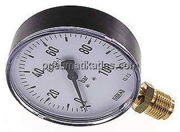 Manometer senkrecht, 100mm, 0 - 100 bar