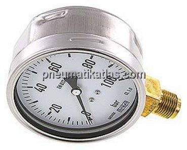 Manometer senkrecht (CrNi/Ms), 100mm, 0 - 100 bar