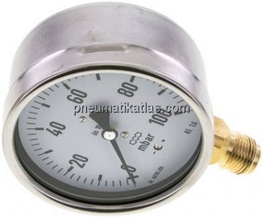 Manometer senkrecht 100mm, 0 - 100 mbar, G 1/2"