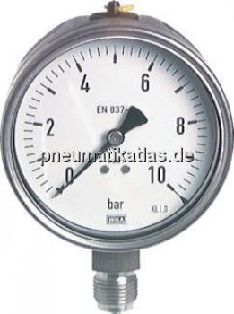Chemie-Manometer senkrecht, 100mm, 0 - 100 bar