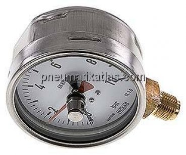 Manometer senkrecht (CrNi/Ms), 100mm, 0 - 10 bar