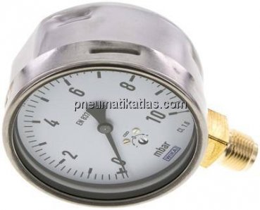 Manometer senkrecht 100mm, 0 - 10 mbar, G 1/2"