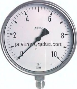 Chemie-Manometer senkrecht, 160mm, -1 bis 0 bar