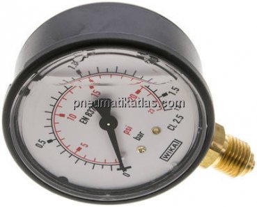 Glycerin-Manometer senkrecht (KU/Ms), 63mm, 0 - 1,6 bar