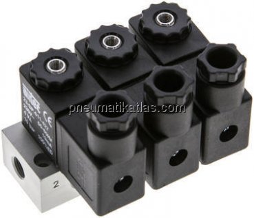3/2-Wege Magnetventil, G 1/8", geschlossen (NC), 3-fach